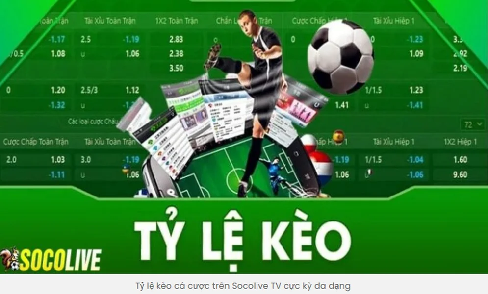 Tỷ Lệ Kèo Socolive Cập Nhật Góc Nhìn Bóng Đá Nhanh Và Chuẩn 2 Tỷ lệ kèo cá cược trên Socolive TV cực kỳ đa dạng